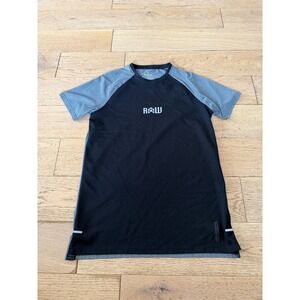 Rawgear Mens Athletic T-Shirt Black Grey Mesh Back Raglan Gym Size Medium (528)